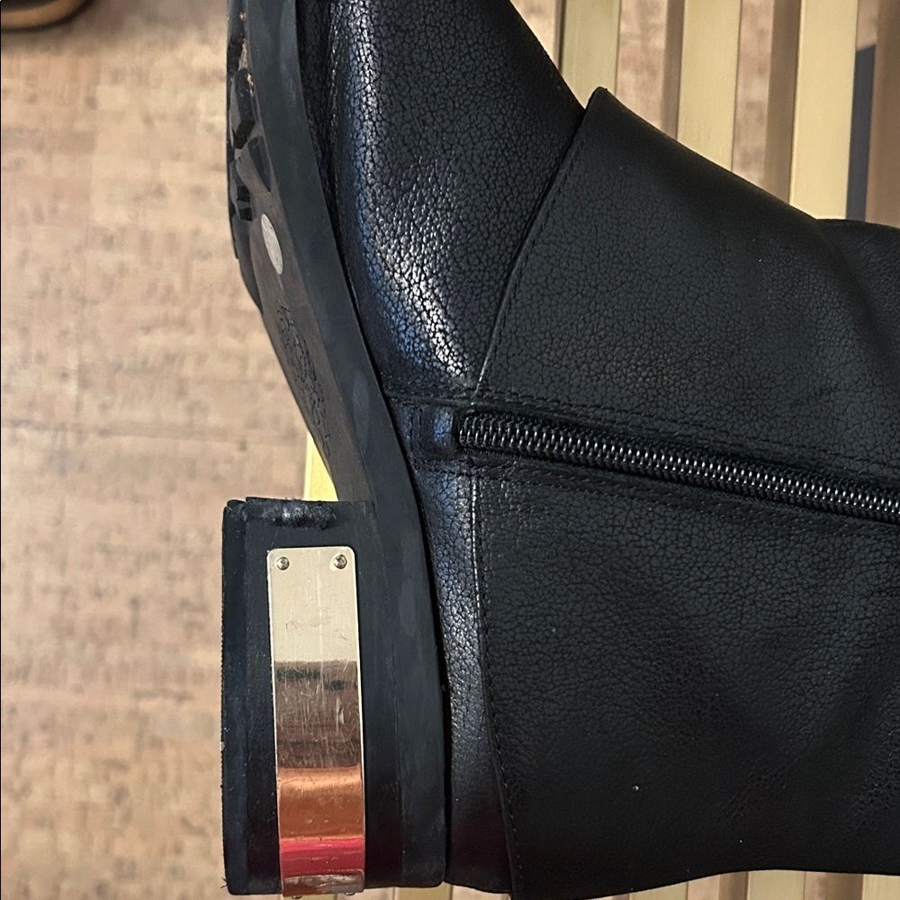 Vince Camuto Black & Gold Zipper Contemporary Boots - Picture 2 of 16